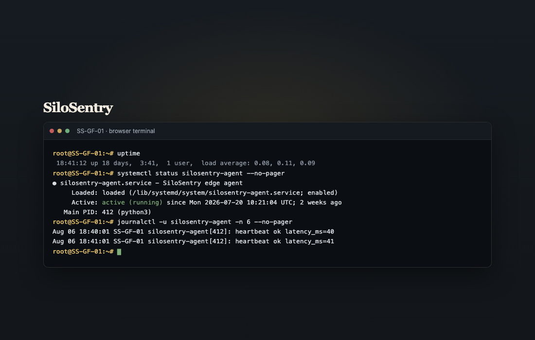 Remote terminal on a SiloSentry gateway